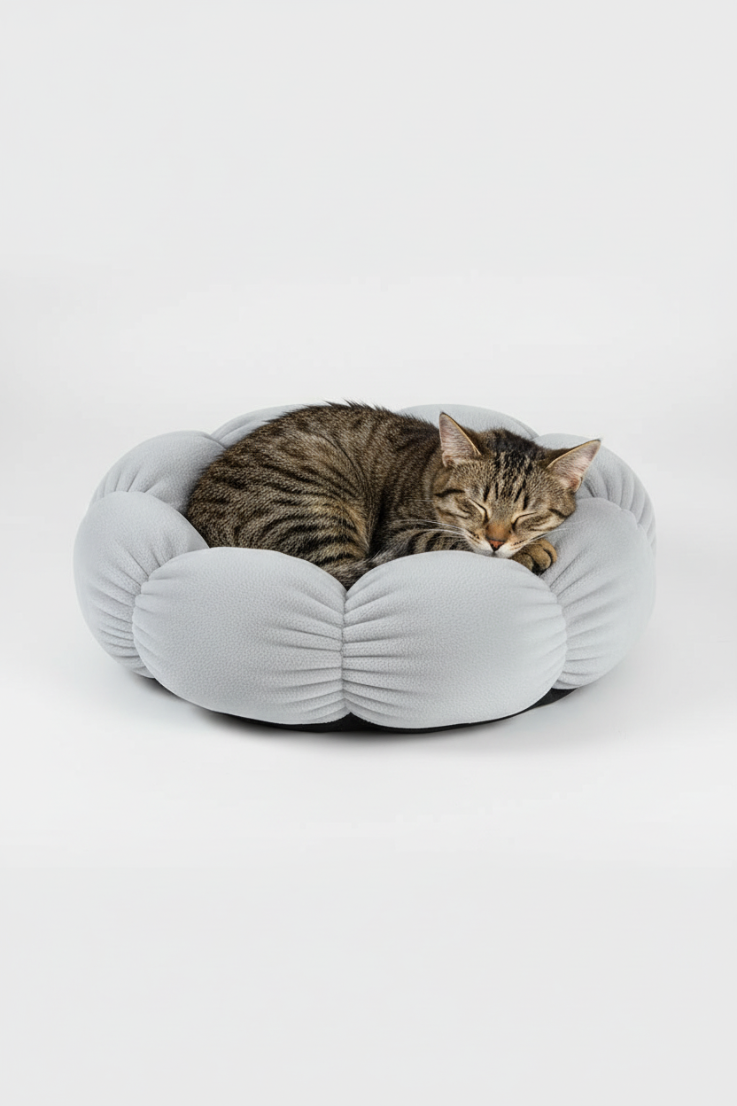 Zoom sur la matière du panier Bloomy pour animaux, douce et moelleuse