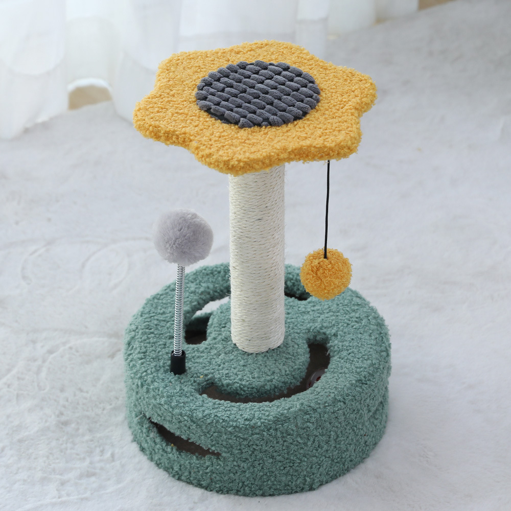 Détail de l’arbre à chat Florea avec décoration en forme de pétales
