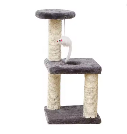 Zoom sur les jouets et tissus de l’arbre à chat Altocat