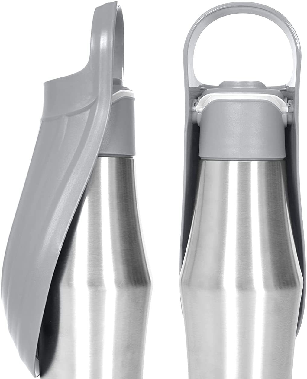 Zoom sur le bec verseur de la gourde inox pour chien, pratique en déplacement